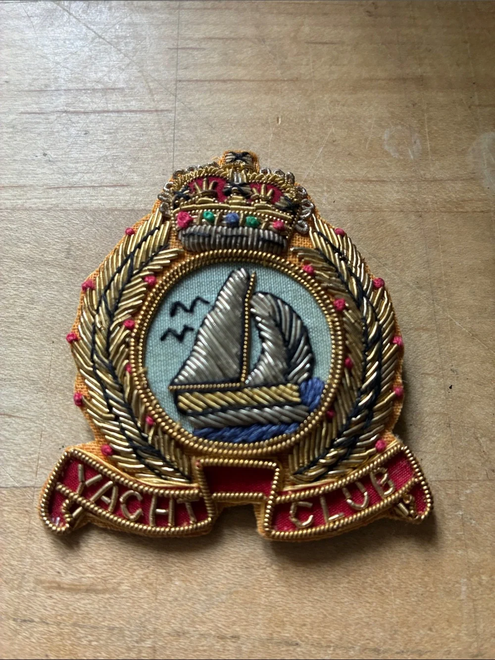 Vintage Embroidered Yacht Club Brooch! - Picture 1 of 4